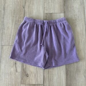 NEGATIVE SPACE Waffle Knit Shorts Mens Large Purple Lounge Drawstring Casual